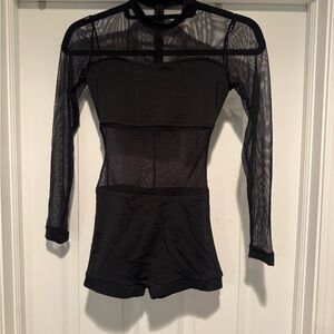 Natalie Dancewear Black Sheer Long Sleeve costume with shorts